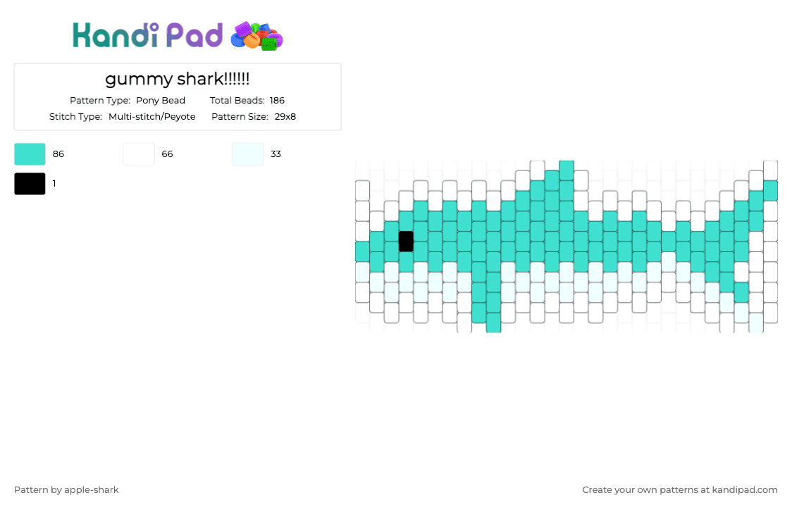 gummy shark!!!!!! - Pony Bead Pattern by apple-shark on Kandi Pad - light blue,white