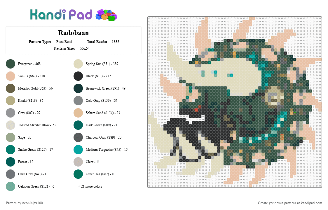 Radobaan - Fuse Bead Pattern by neoninjax100 on Kandi Pad - beige,gray,monster hunter,radobaan