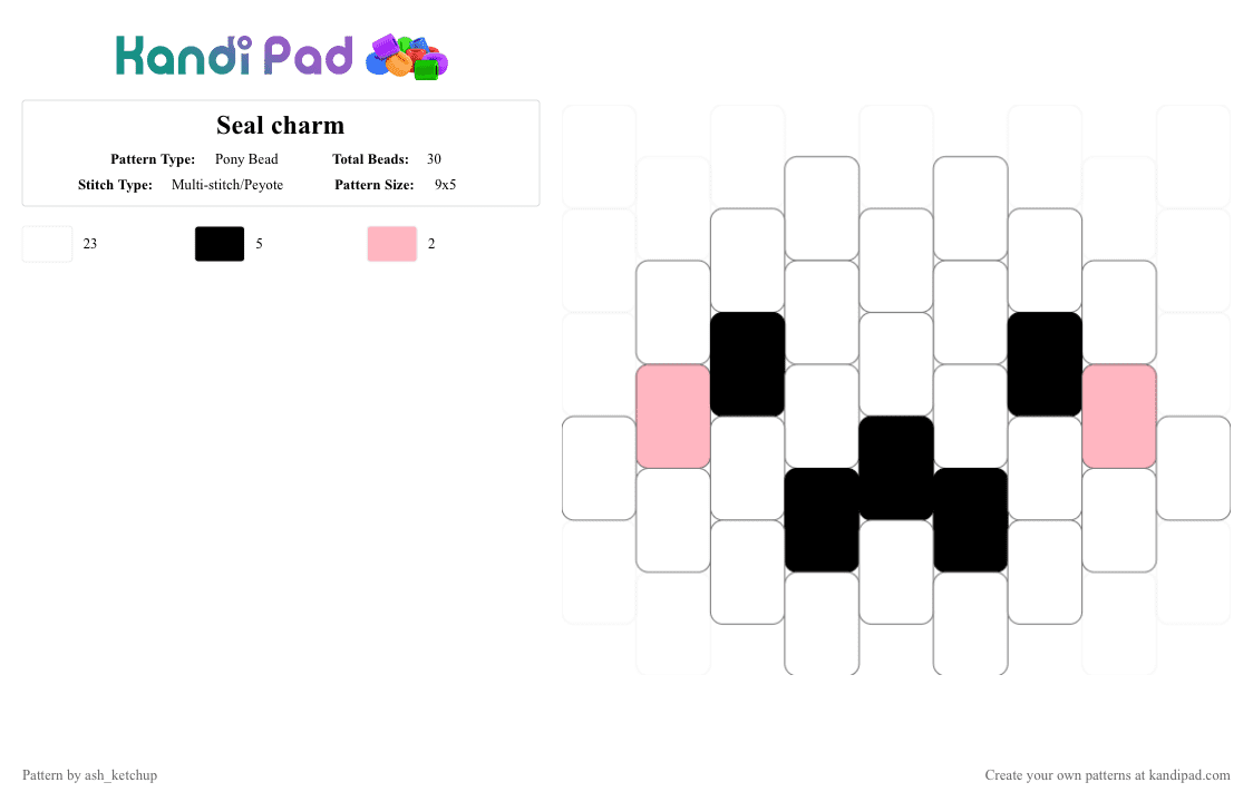 Seal charm - Pony Bead Pattern by ash_ketchup on Kandi Pad - white
