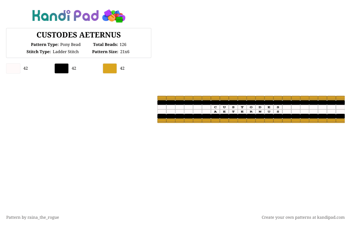 CUSTODES AETERNUS - Pony Bead Pattern by raina_the_rogue on Kandi Pad - white,orange