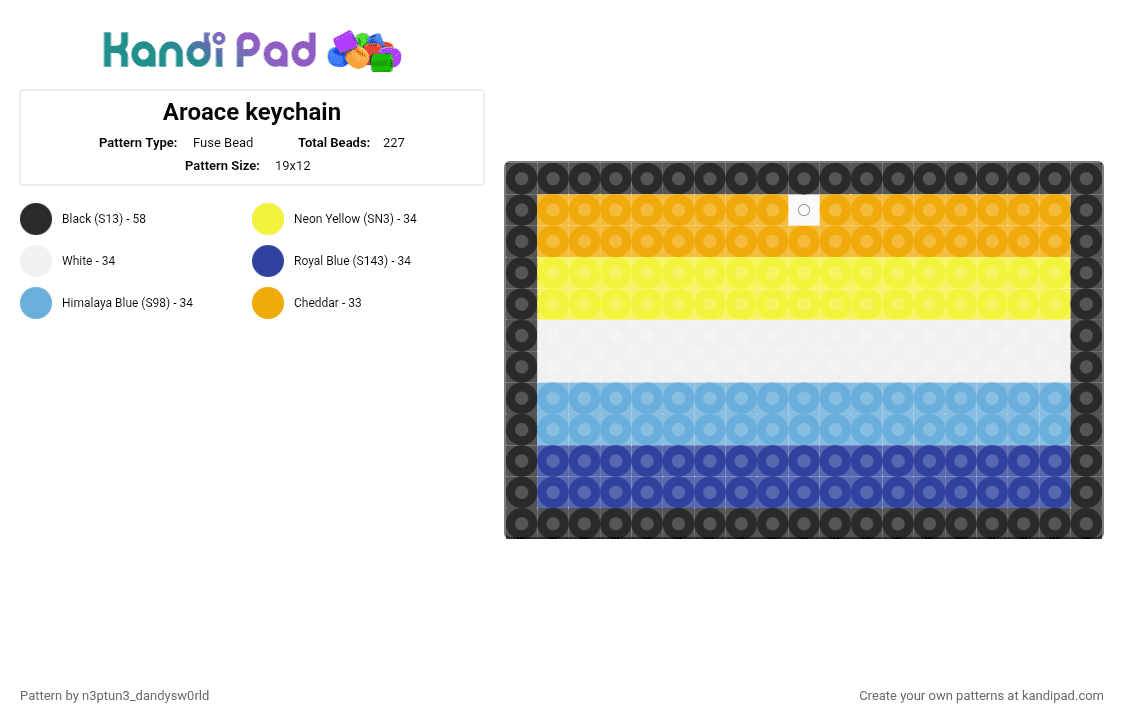 Aroace keychain - Fuse Bead Pattern by n3ptun3_dandysw0rld on Kandi Pad - light blue, orange, purple, yellow