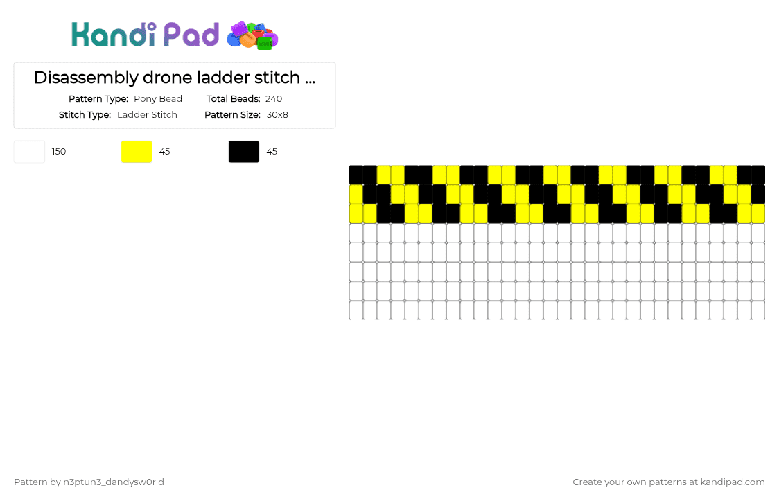Disassembly drone ladder stitch bc ladder stitches get to much hate - Pony Bead Pattern by n3ptun3_dandysw0rld on Kandi Pad - white