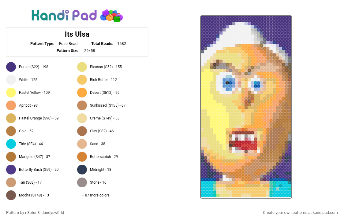 Its Ulsa - Fuse Bead Pattern by n3ptun3_dandysw0rld on Kandi Pad - 