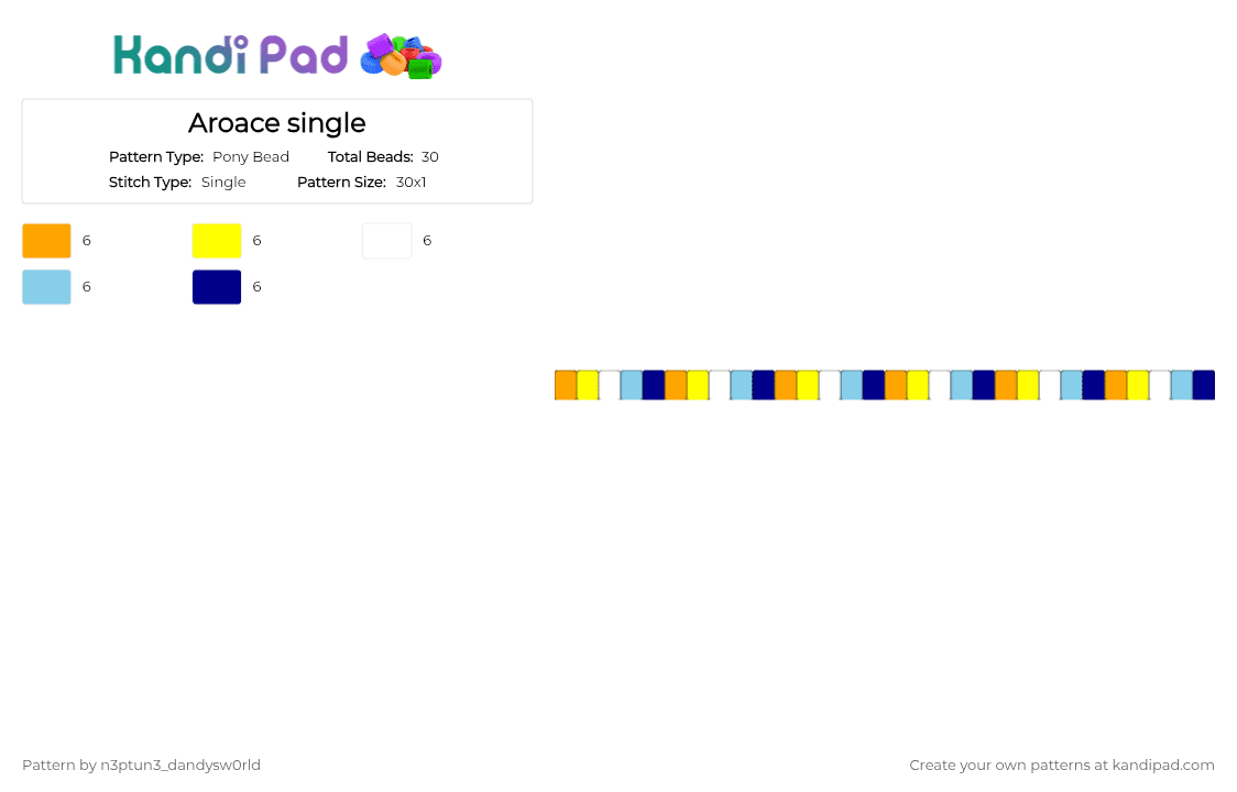 Aroace single - Pony Bead Pattern by n3ptun3_dandysw0rld on Kandi Pad - light blue, orange, purple, yellow