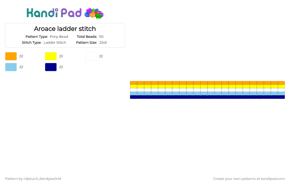 Aroace ladder stitch - Pony Bead Pattern by n3ptun3_dandysw0rld on Kandi Pad - light blue, orange, purple, yellow