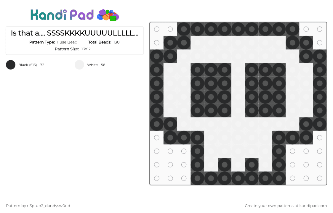 Is that a.... SSSSKKKKUUUUULLLLLLLLLLLLLL EEEEEEEEMMMMMMMMOOOOOOOJJJJJJJJJIIIIIIIIIIIIIIII - Fuse Bead Pattern by n3ptun3_dandysw0rld on Kandi Pad - black, white