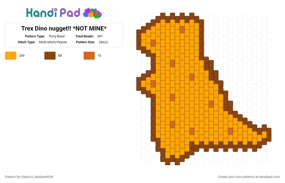 Trex Dino nugget!! *NOT MINE* - Pony Bead Pattern by n3ptun3_dandysw0rld on Kandi Pad - orange
