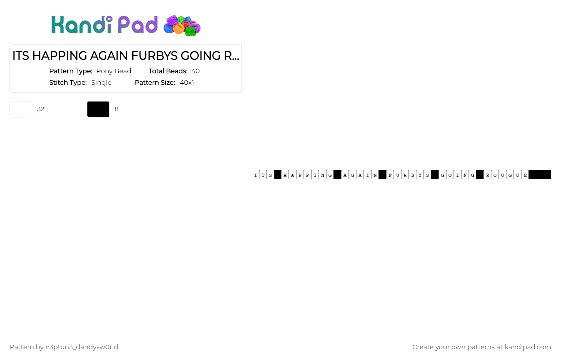 ITS HAPPING AGAIN FURBYS GOING ROUGE - Pony Bead Pattern by n3ptun3_dandysw0rld on Kandi Pad - white