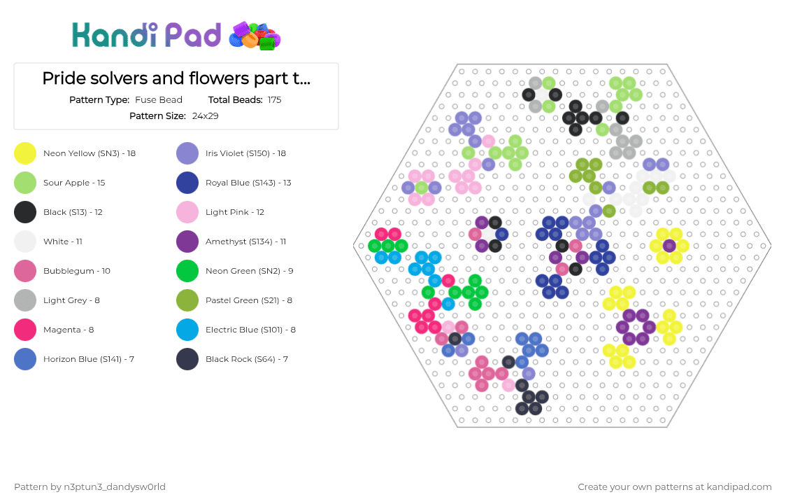 Pride solvers and flowers part two - Fuse Bead Pattern by n3ptun3_dandysw0rld on Kandi Pad - blue, green, pink, purple