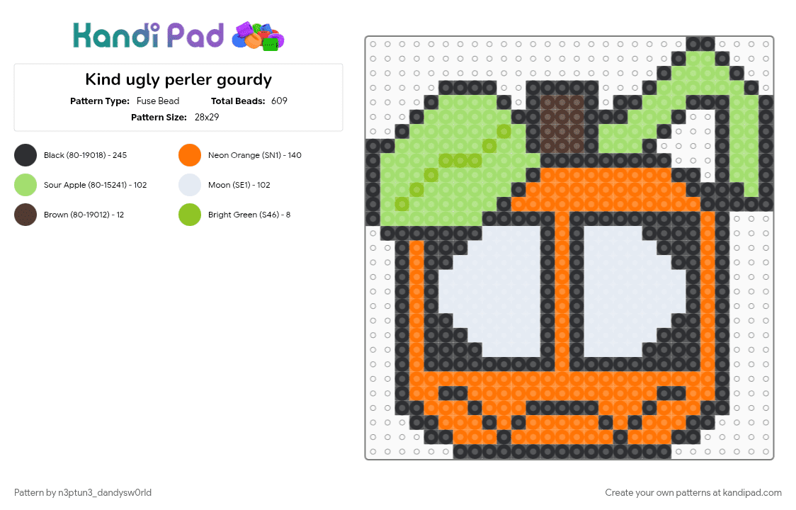 Kind ugly perler gourdy - Fuse Bead Pattern by n3ptun3_dandysw0rld on Kandi Pad - green, orange