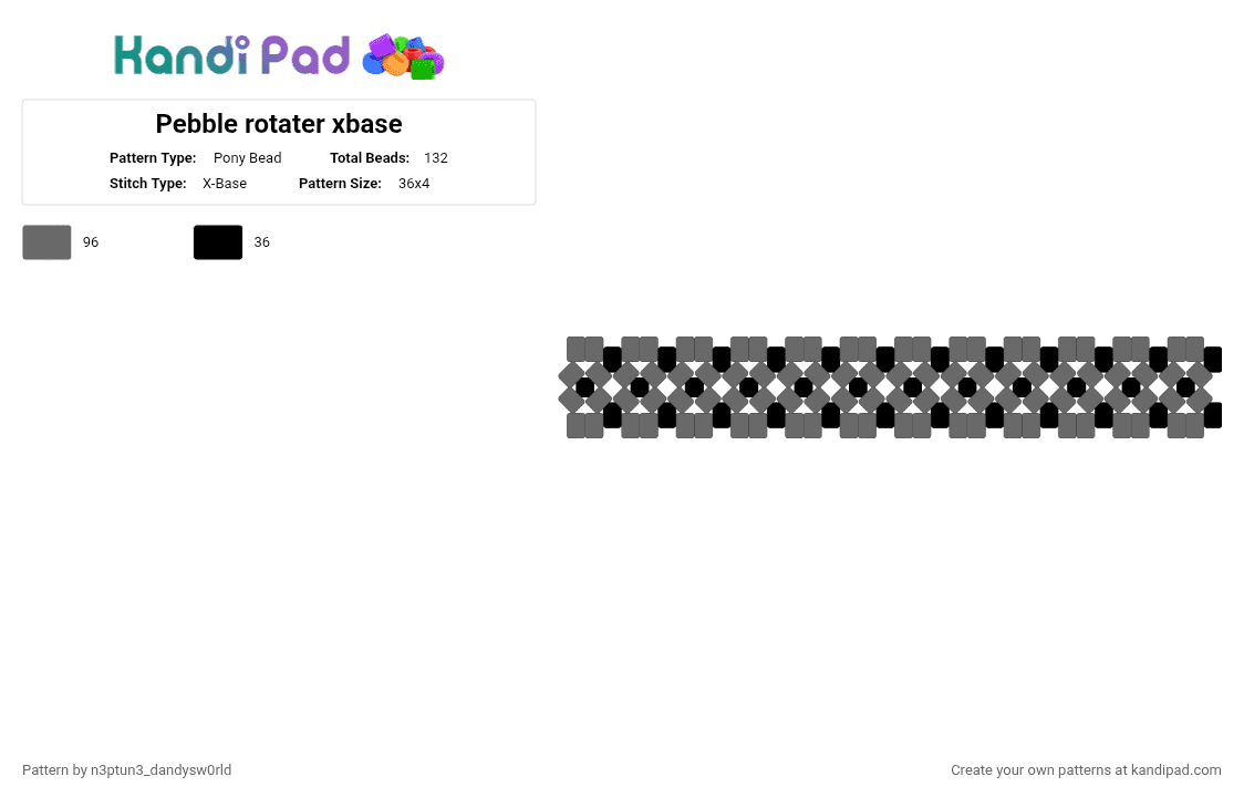 Pebble rotater xbase.  check description - Pony Bead Pattern by n3ptun3_dandysw0rld on Kandi Pad - black, gray