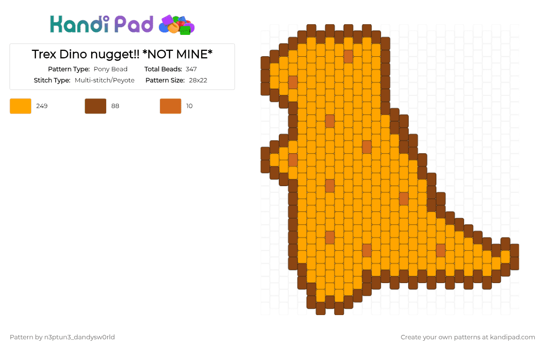 Trex Dino nugget!! *NOT MINE* - Pony Bead Pattern by n3ptun3_dandysw0rld on Kandi Pad - orange