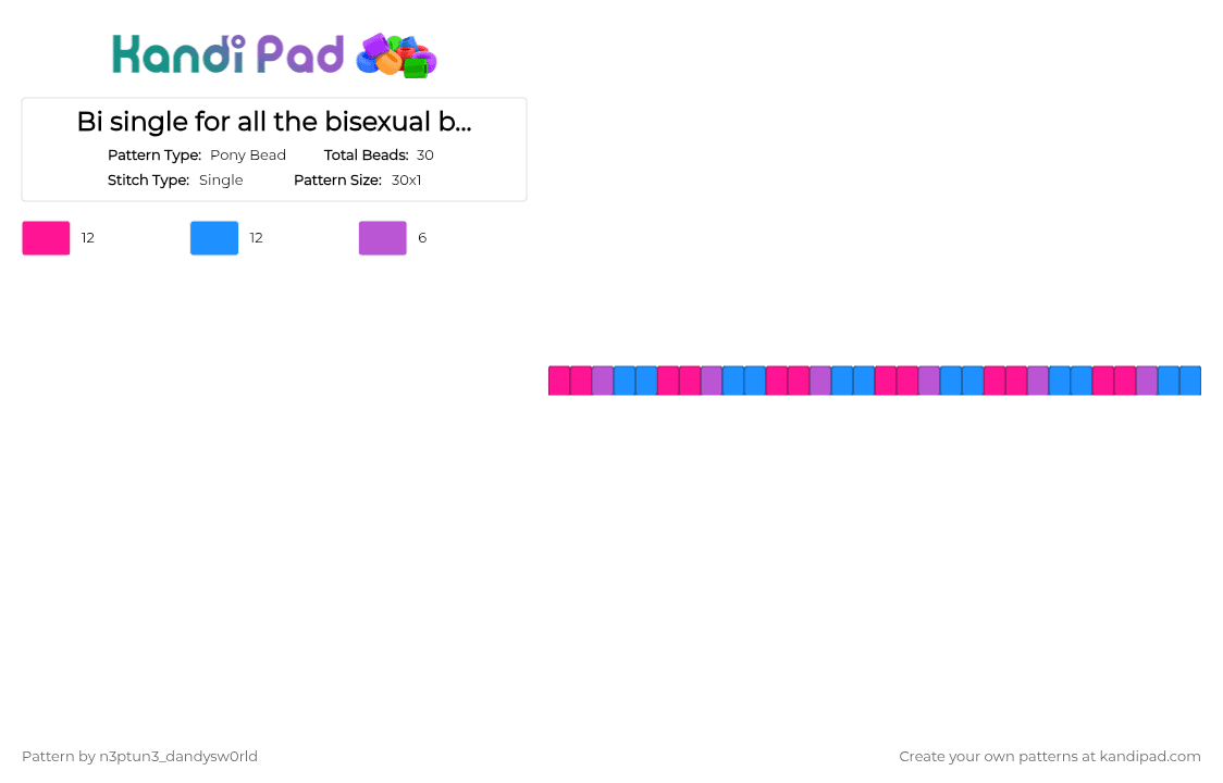 Bi single for all the bisexual baddies - Pony Bead Pattern by n3ptun3_dandysw0rld on Kandi Pad - light blue, pink