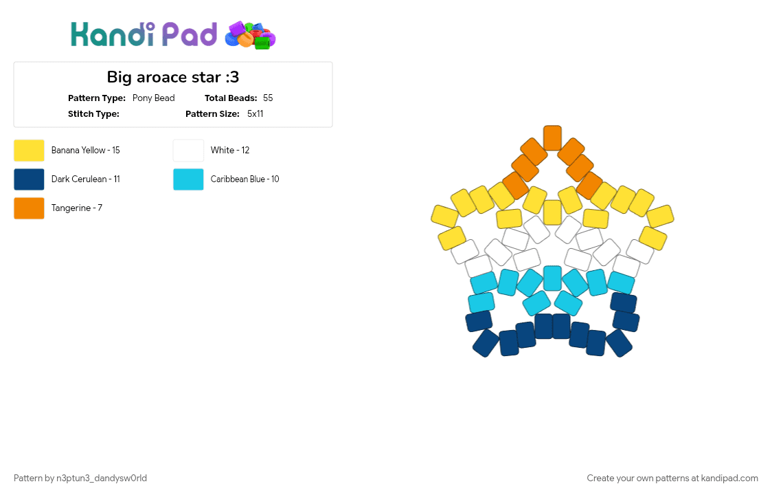 Big aroace star :3 - Pony Bead Pattern by n3ptun3_dandysw0rld on Kandi Pad - blue, yellow