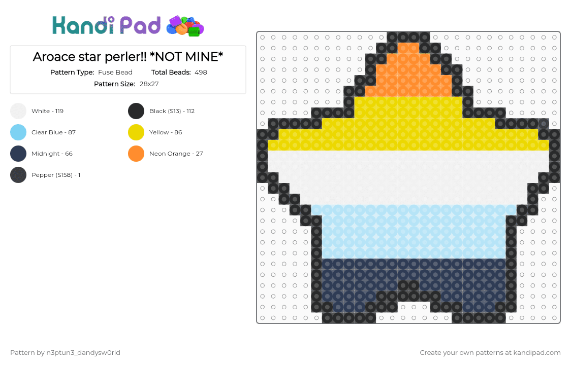 Aroace star perler!! *NOT MINE* - Fuse Bead Pattern by n3ptun3_dandysw0rld on Kandi Pad - light blue, purple, yellow