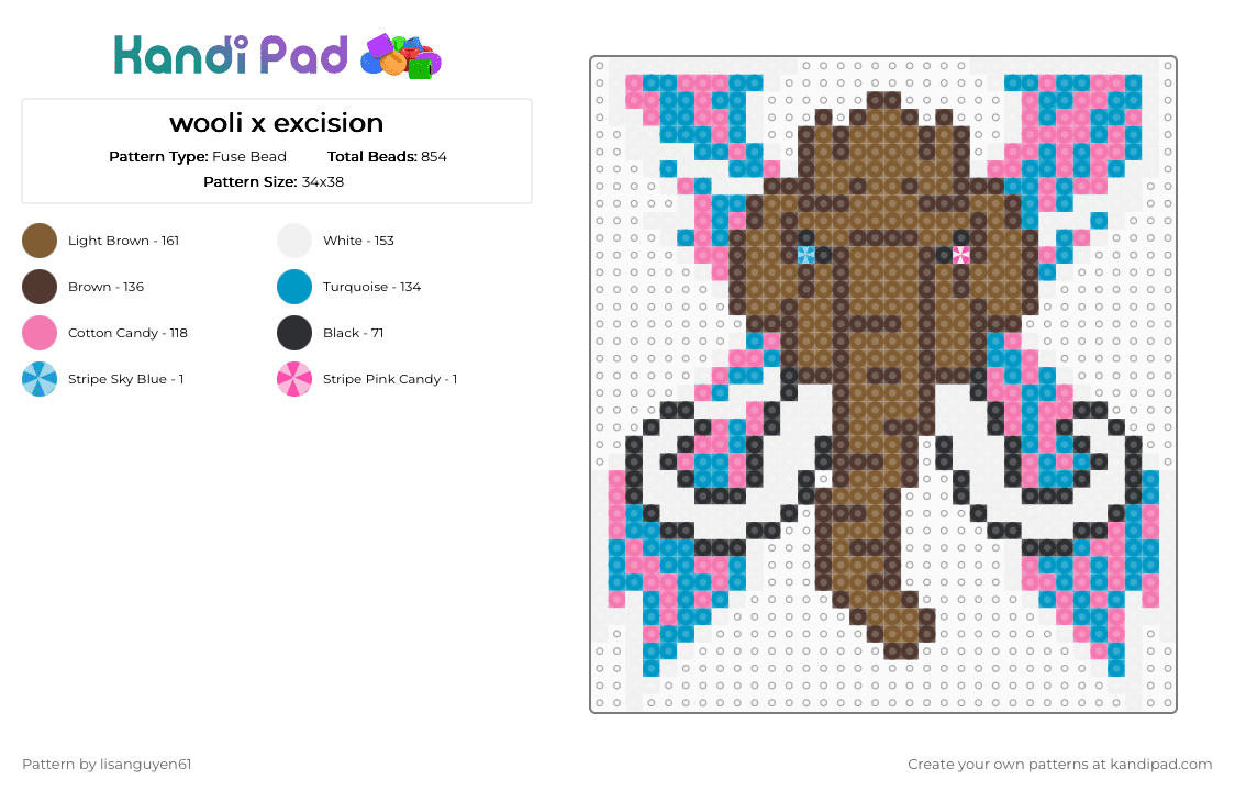 wooli x excision - Fuse Bead Pattern by lisanguyen61 on Kandi Pad - brown, light blue, tan