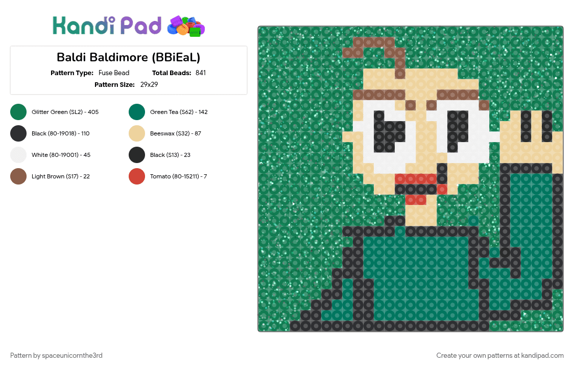 Baldi Baldimore (BBiEaL) - Fuse Bead Pattern by spaceunicornthe3rd on Kandi Pad - 