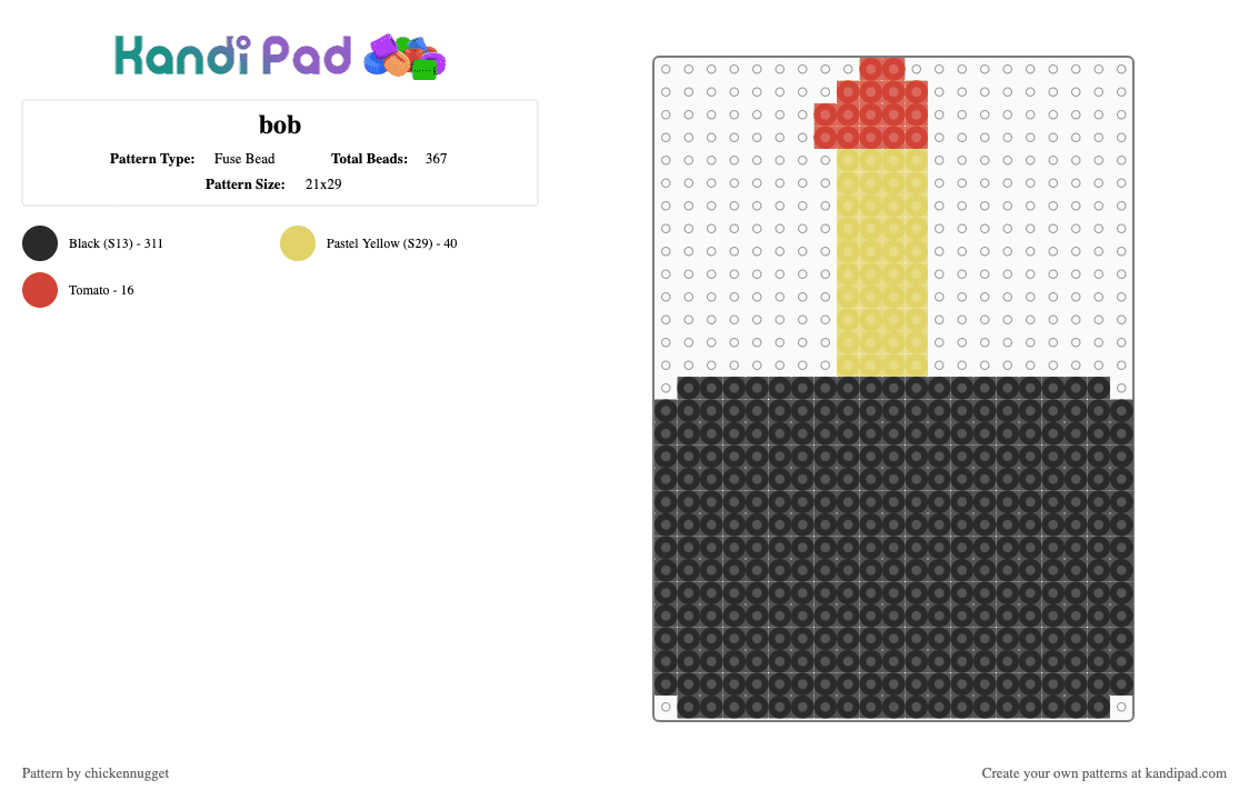 bob - Fuse Bead Pattern by chickennugget on Kandi Pad - 