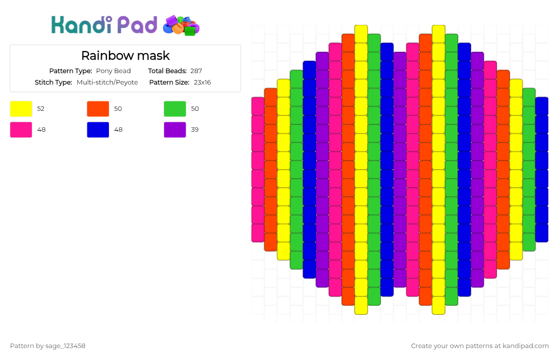 Rainbow mask - Pony Bead Pattern by sage_123458 on Kandi Pad - purple