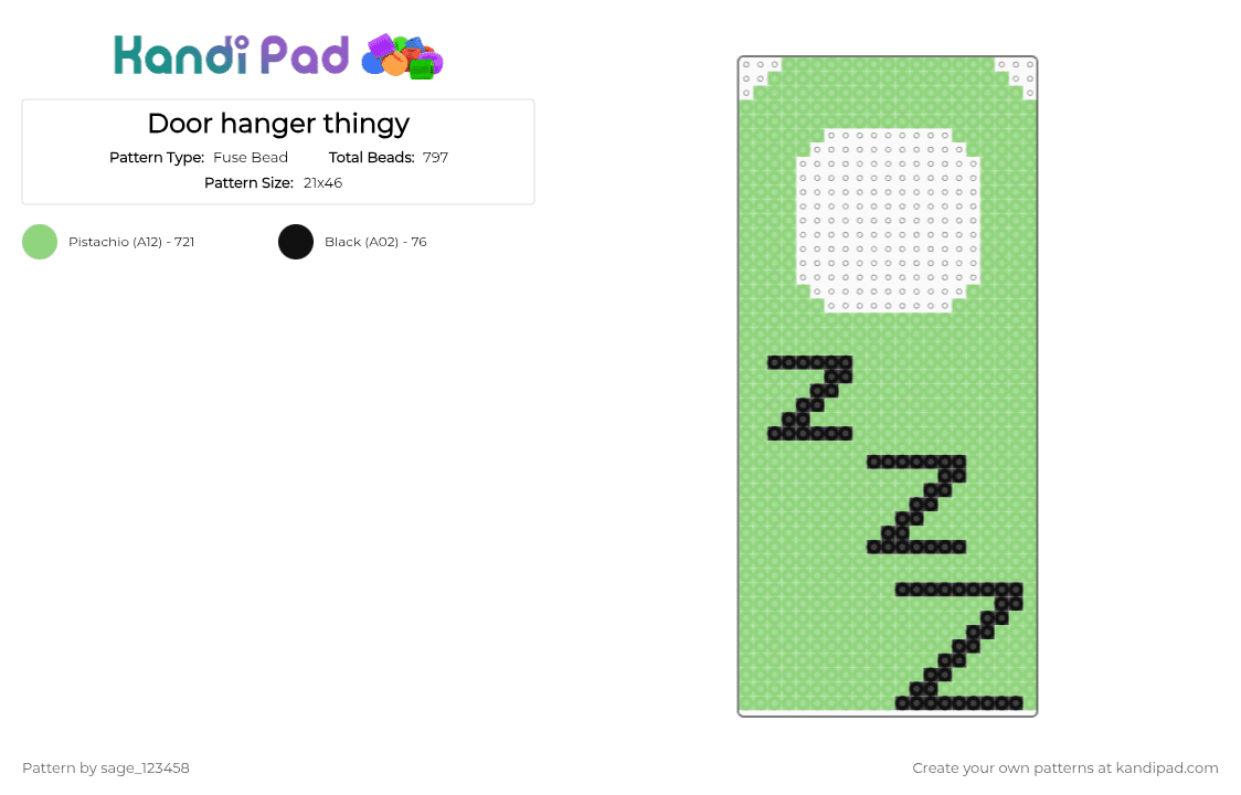 Door hanger thingy - Fuse Bead Pattern by sage_123458 on Kandi Pad - green