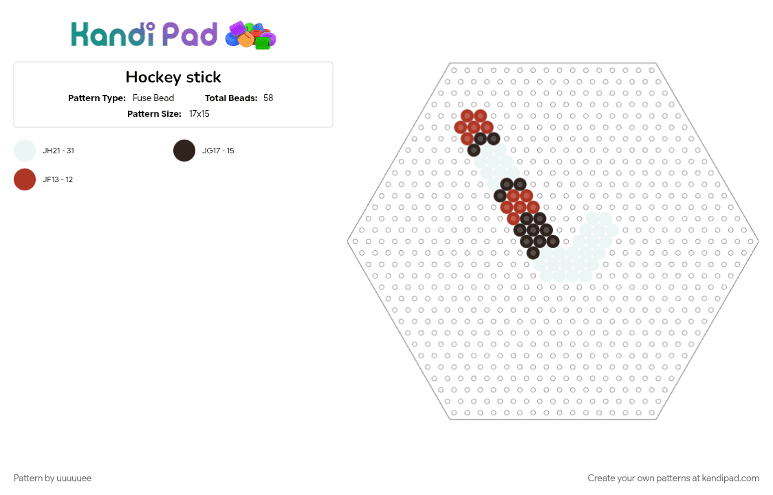 Hockey stick - Fuse Bead Pattern by uuuuuee on Kandi Pad - brown, cotdhockey, hockey, red, sports