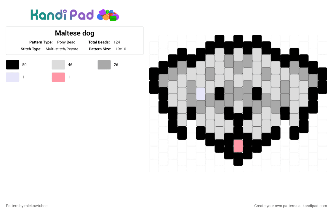 Maltese dog - Pony Bead Pattern by mlekowtubce on Kandi Pad - beige, charm, dog, maltese, maltese dog, pet, pets, puppy, white, white dog
