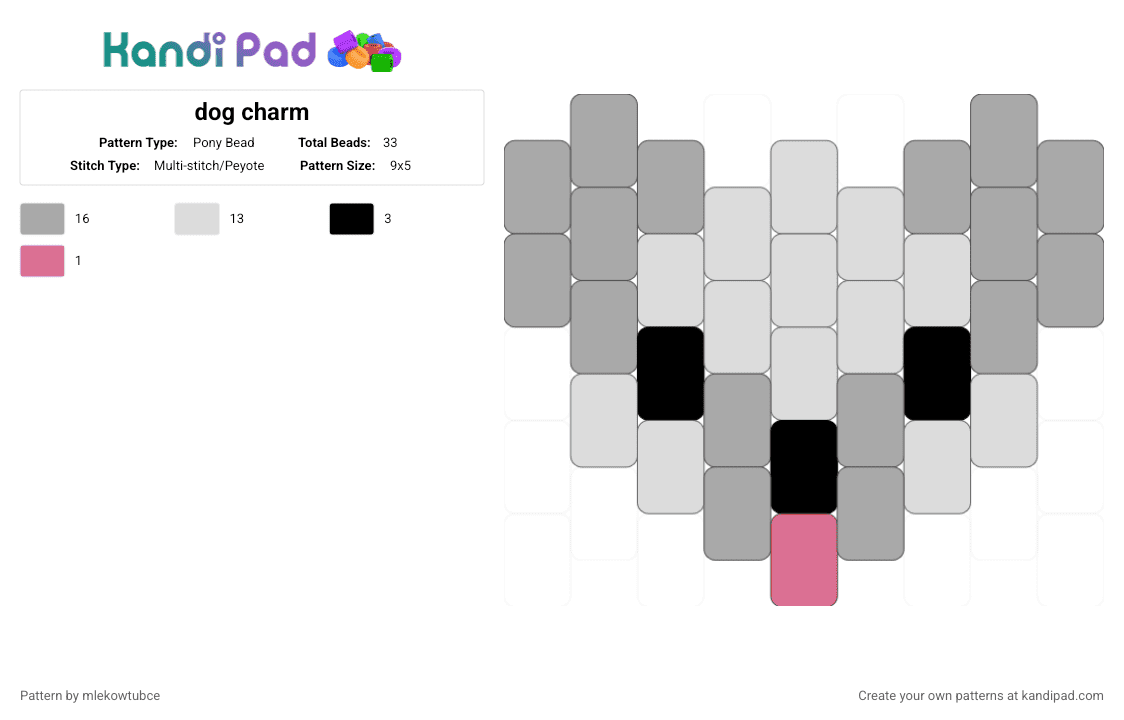 dog charm - Pony Bead Pattern by mlekowtubce on Kandi Pad - beige,flat charm,dog,charm,white,dog charm,dog flat charm