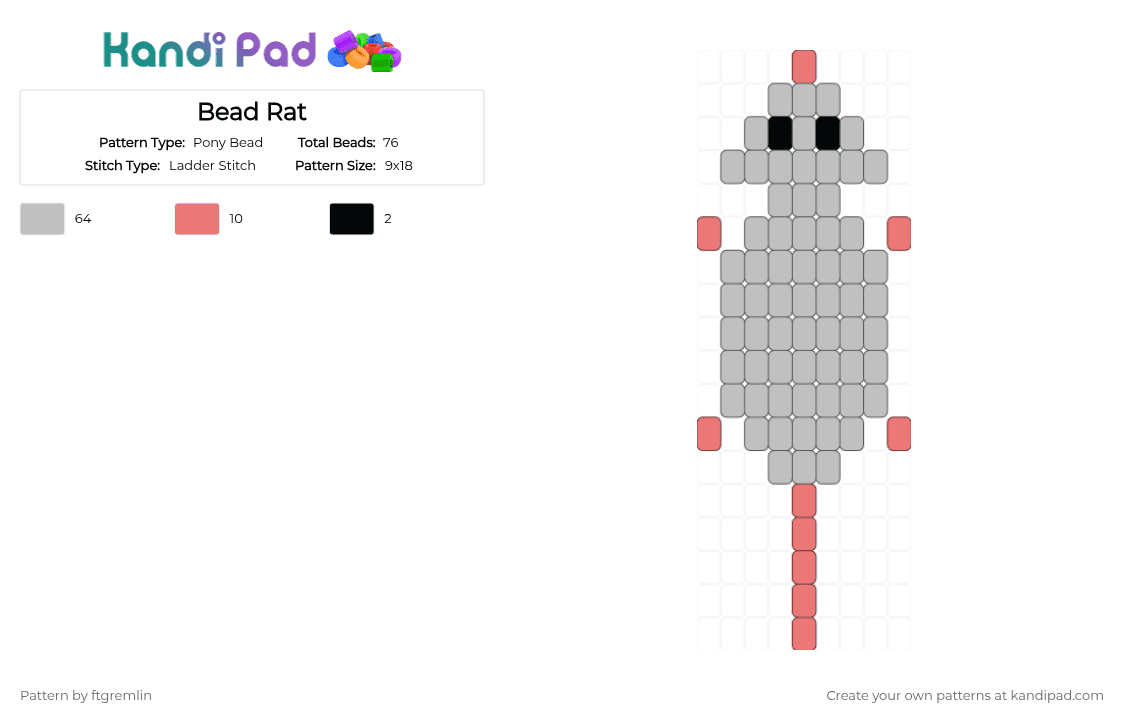 Rat Bead Lizard Pattern Bead Rat Pony Bead Pattern - Kandi Pad | Kandi Patterns, Fuse Bead ...