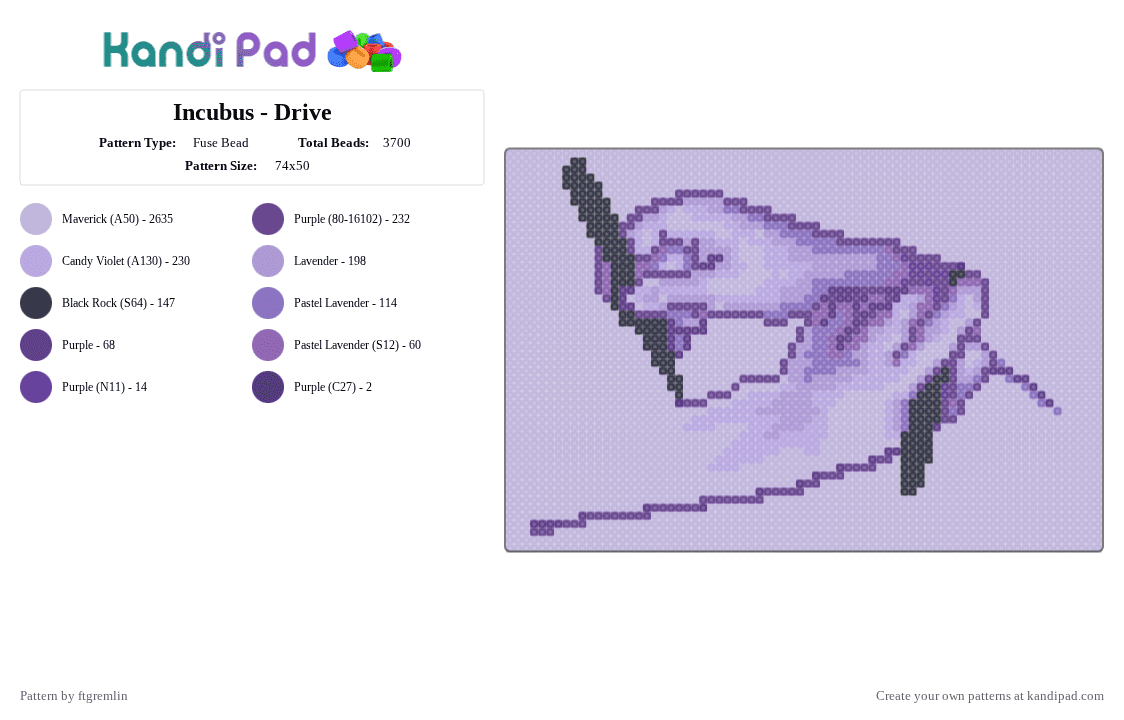Incubus - Drive - Fuse Bead Pattern by ftgremlin on Kandi Pad - pink,cotddreams,colorful,music