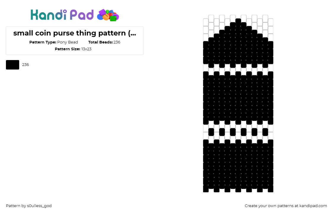 small coin purse thing pattern (not big enough for cards) - Pony Bead Pattern by s0ulless_god on Kandi Pad - purse,bag,small,simple,black