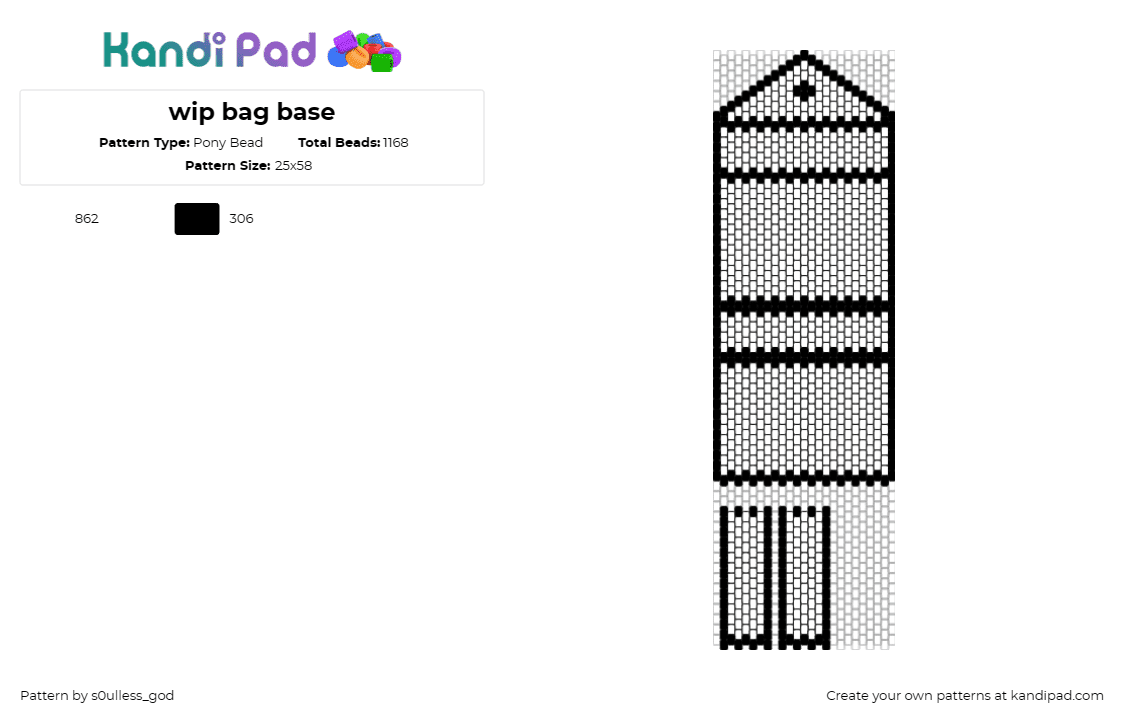 wip bag base - Pony Bead Pattern by s0ulless_god on Kandi Pad - bag,purse,template,gray