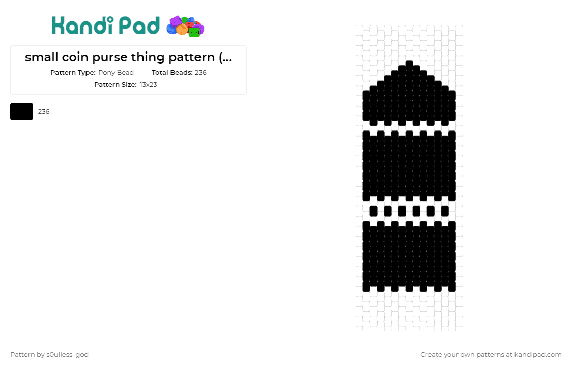 small coin purse thing pattern (not big enough for cards) - Pony Bead Pattern by s0ulless_god on Kandi Pad - purse,bag,small,simple,black