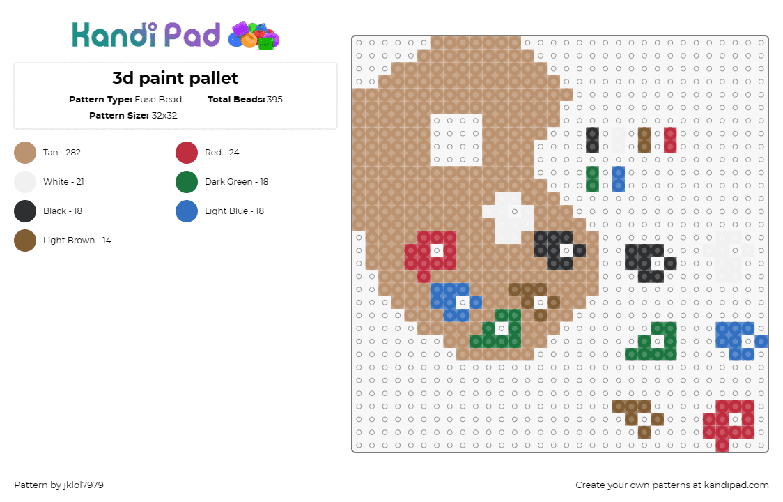 3d paint pallet - Fuse Bead Pattern by jklol7979 on Kandi Pad - paint,palette,3d,colorful,art,beige,green