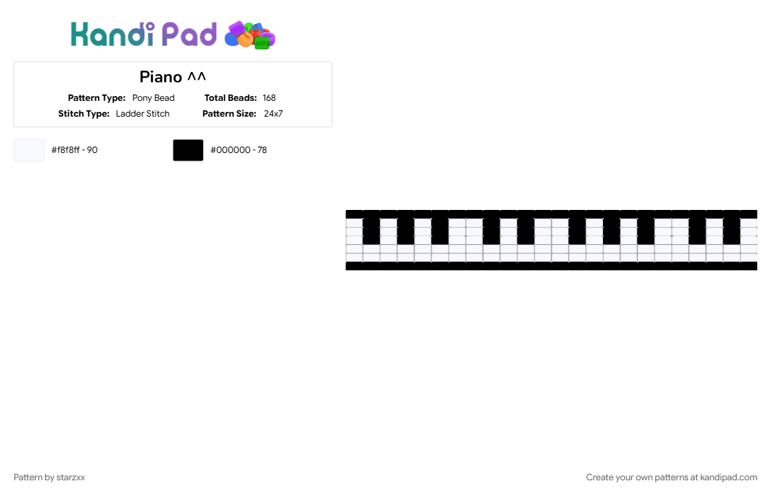Piano ^^ - Pony Bead Pattern by starzxx on Kandi Pad - black, white