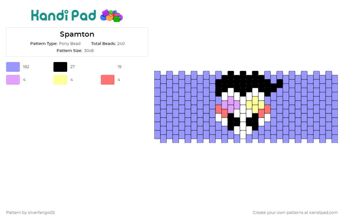 Spamton - Pony Bead Pattern by silverfang405 on Kandi Pad - spamton,deltarune,video games,cyber city,cuff