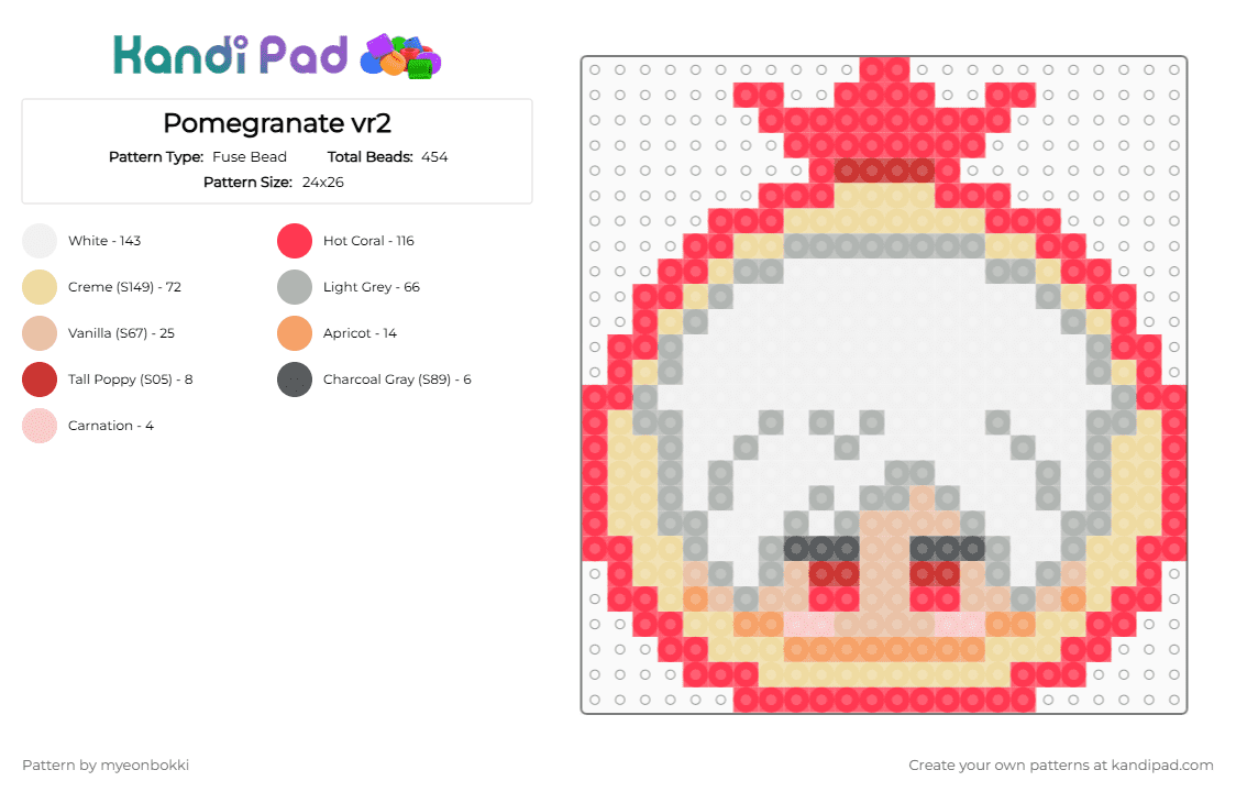 Pomegranate Sylus - Fuse Bead Pattern by myeonbokki on Kandi Pad - red,beige