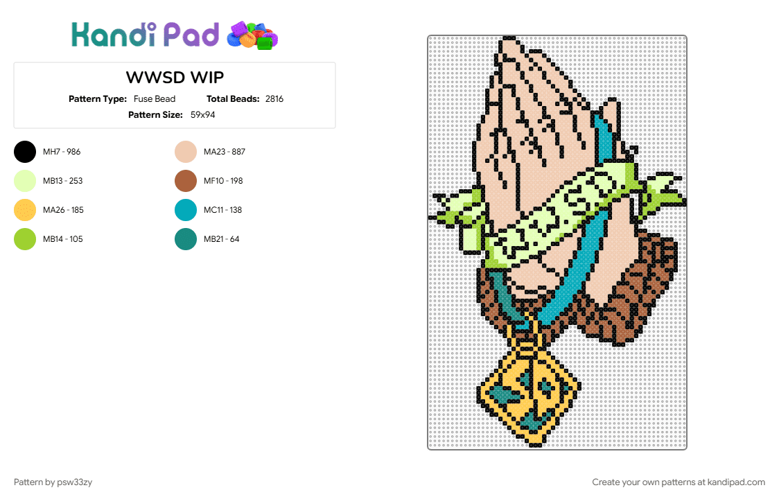 WWSD WIP - Fuse Bead Pattern by psw33zy on Kandi Pad - beige, yellow