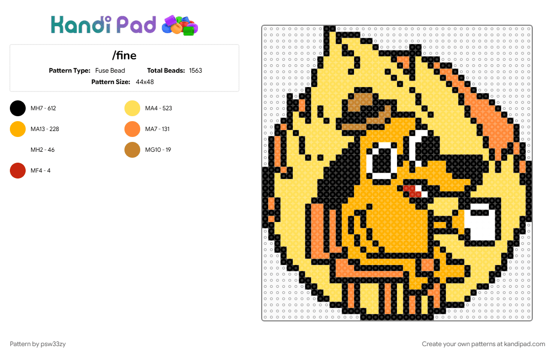 /fine - Fuse Bead Pattern by psw33zy on Kandi Pad - orange, yellow