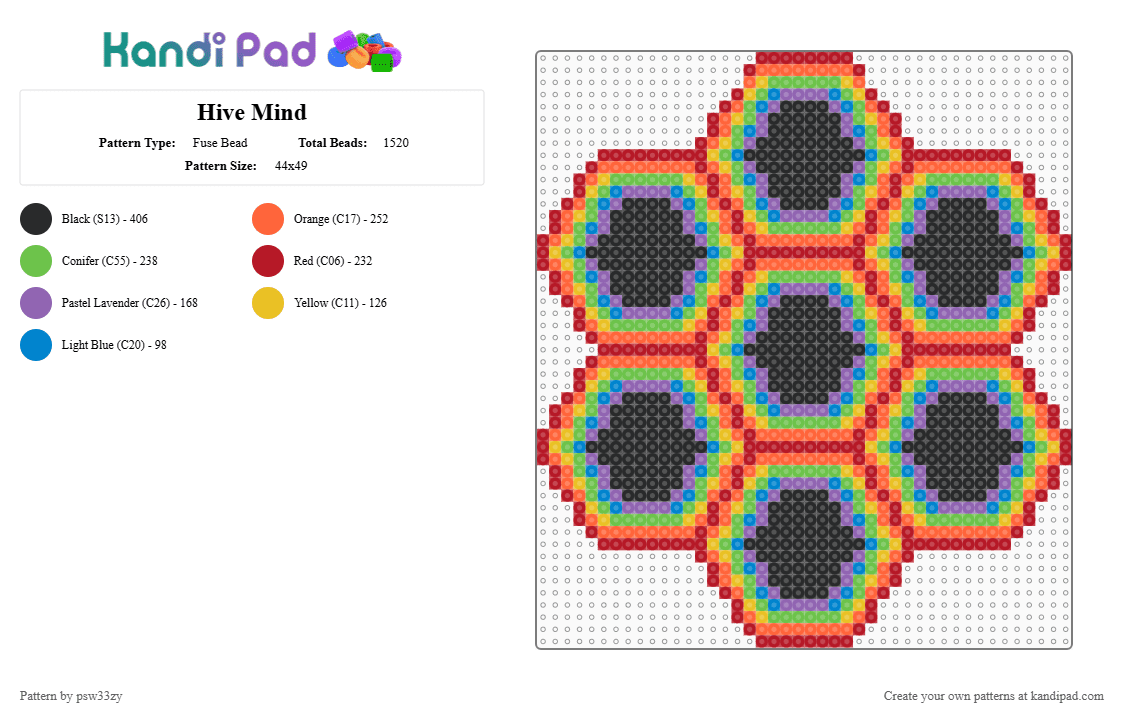 Hive Mind - Fuse Bead Pattern by psw33zy on Kandi Pad - green,orange,red
