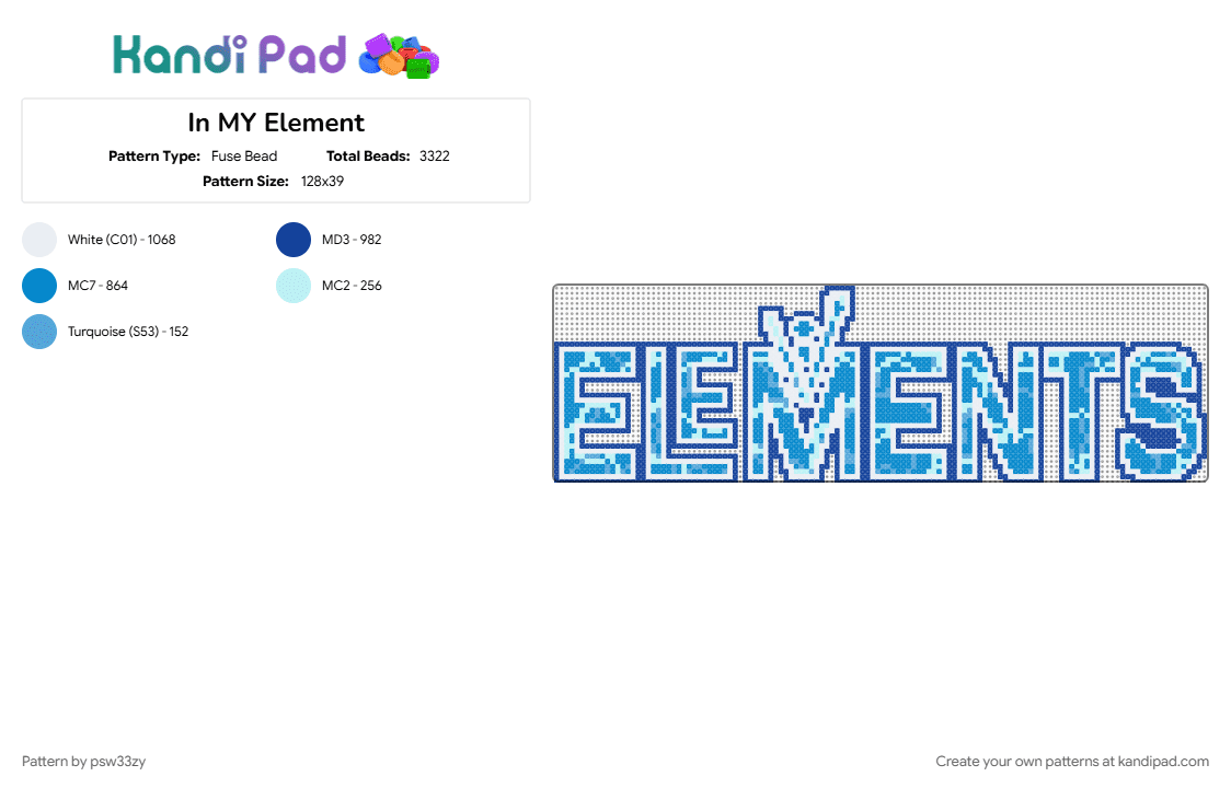In MY Element - Fuse Bead Pattern by psw33zy on Kandi Pad - blue, elements, light blue