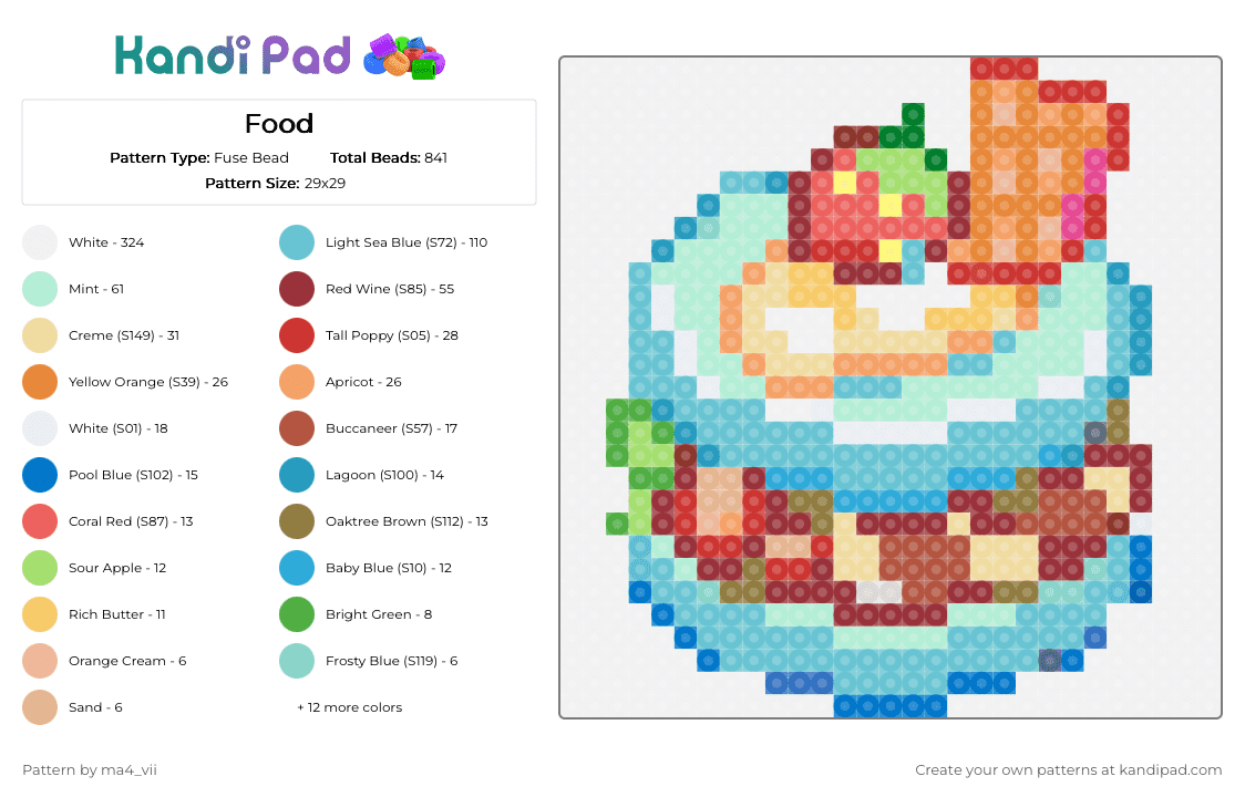 Food - Fuse Bead Pattern by ma4_vii on Kandi Pad - white,red,beige,colorful