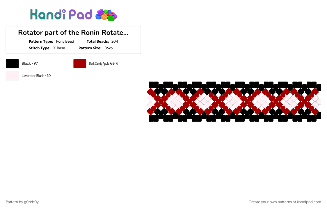 Rotator part of the Ronin Rotater cuff(Killer Chat) - Pony Bead Pattern by g0reb0y on Kandi Pad - red, white