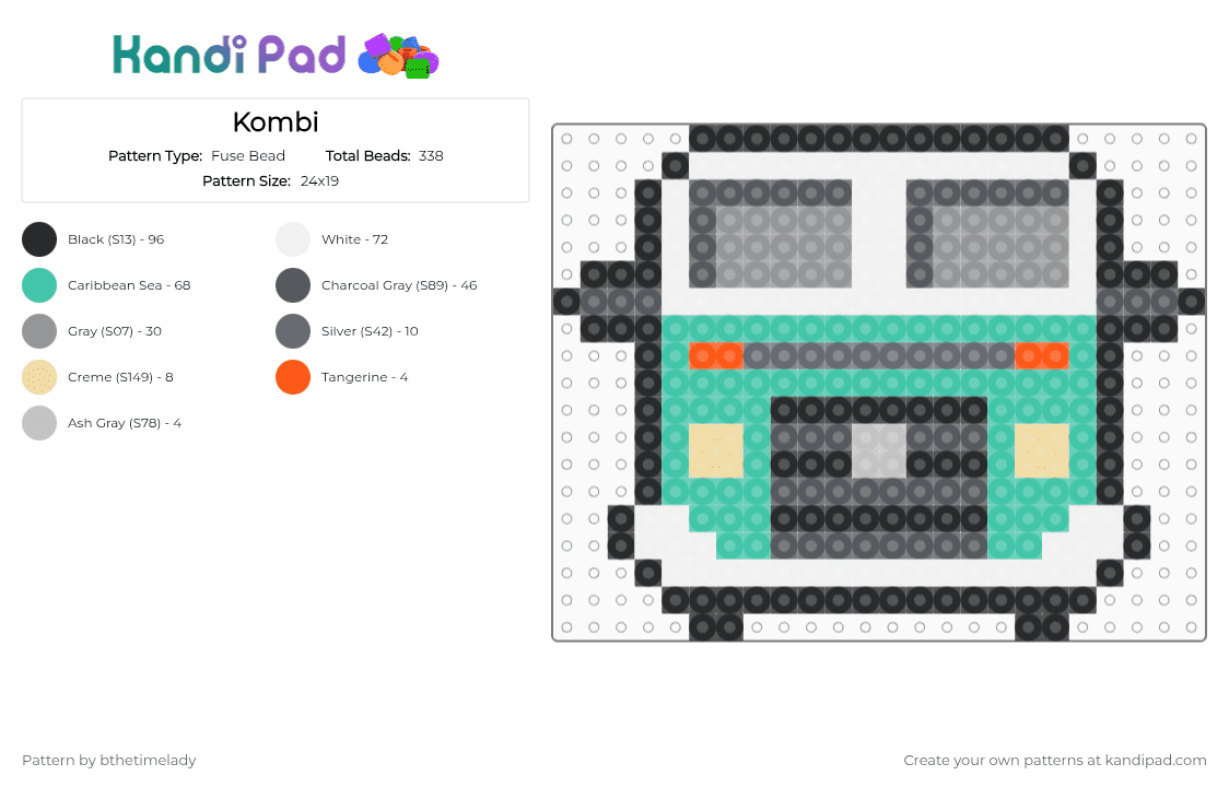 Kombi - Fuse Bead Pattern by bthetimelady on Kandi Pad - teal,gray