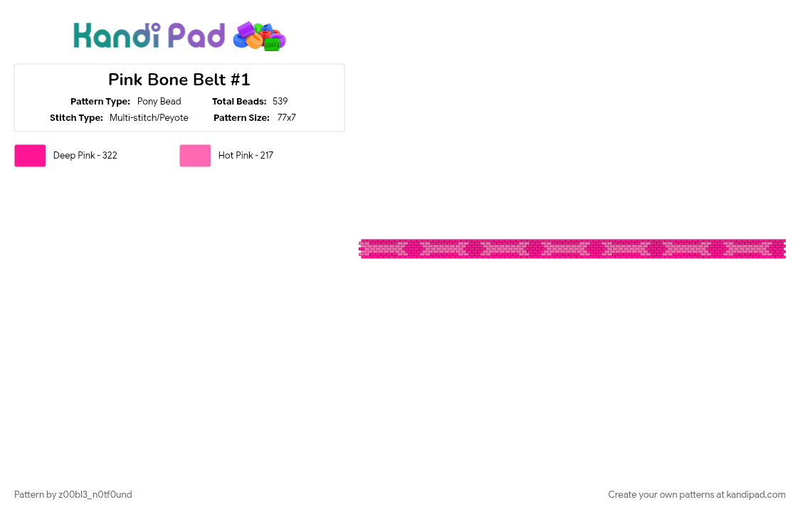 Pink Bone Belt #1 - Pony Bead Pattern by z00bl3_n0tf0und on Kandi Pad - pink