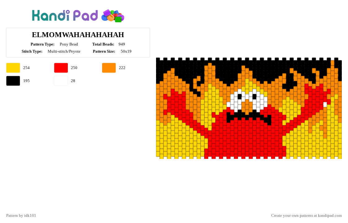 ELMOMWAHAHAHAHAH - Pony Bead Pattern by idk101 on Kandi Pad - red,yellow