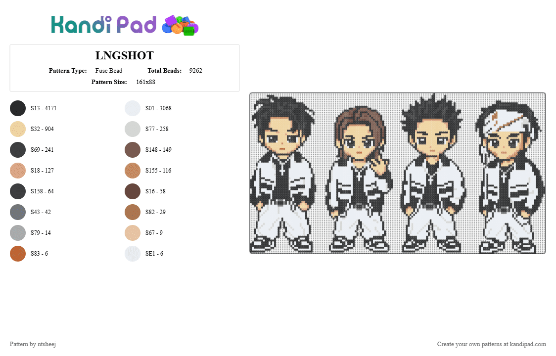 LNGSHOT - Fuse Bead Pattern by ntsheej on Kandi Pad - black,white,beige