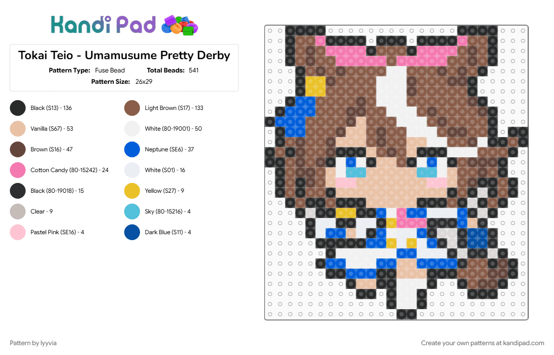 Tokai Teio - Umamusume Pretty Derby - Fuse Bead Pattern by lyyvia on Kandi Pad - anime, beige, brown, chibi, cute, kawaii, tan, tokai teio, umamusume
