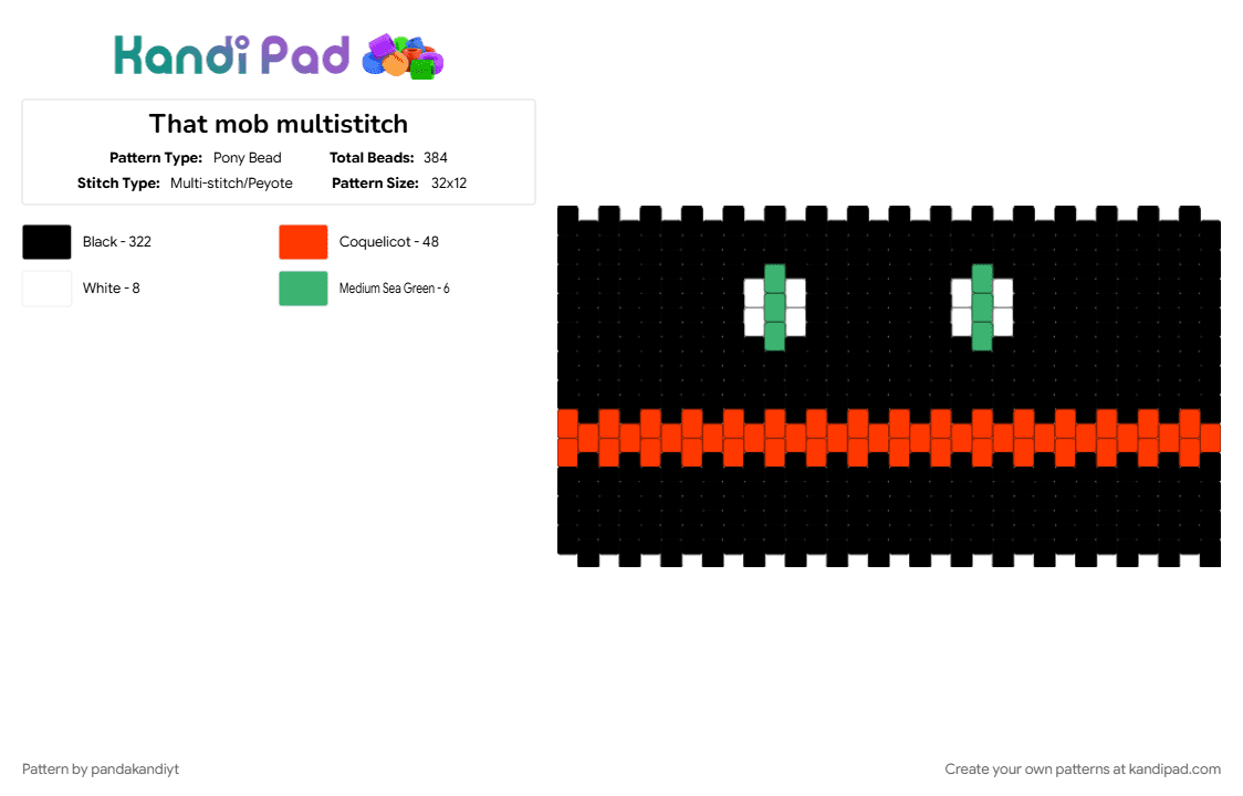 That mob multistitch - Pony Bead Pattern by pandakandiyt on Kandi Pad - black, red