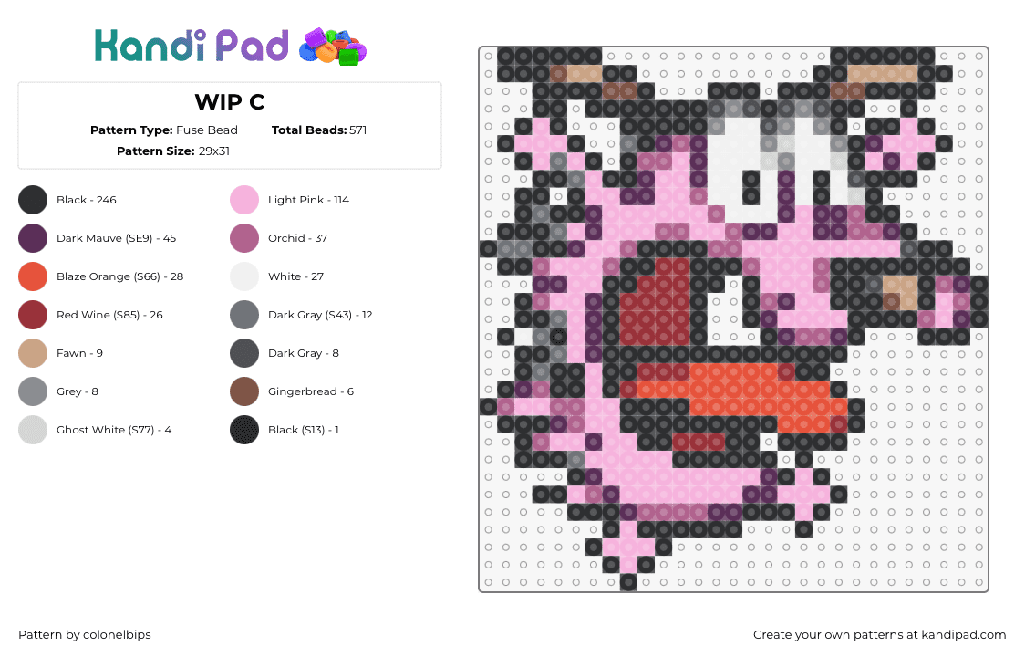 Courage - Fuse Bead Pattern by colonelbips on Kandi Pad - courage the cowardly dog,scared,character,cartoon,nostalgia,tv show,pink,red