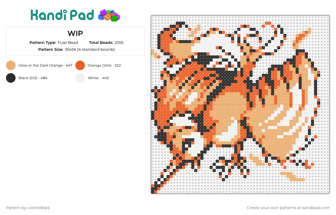 Gen 1 Moltres - Fuse Bead Pattern by colonelbips on Kandi Pad - moltres,pokemon,bird,character,gaming,evolution,orange